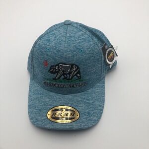 California Republic Flex Fit Hat New With Tag Light Blue Raised Bear Cali Design